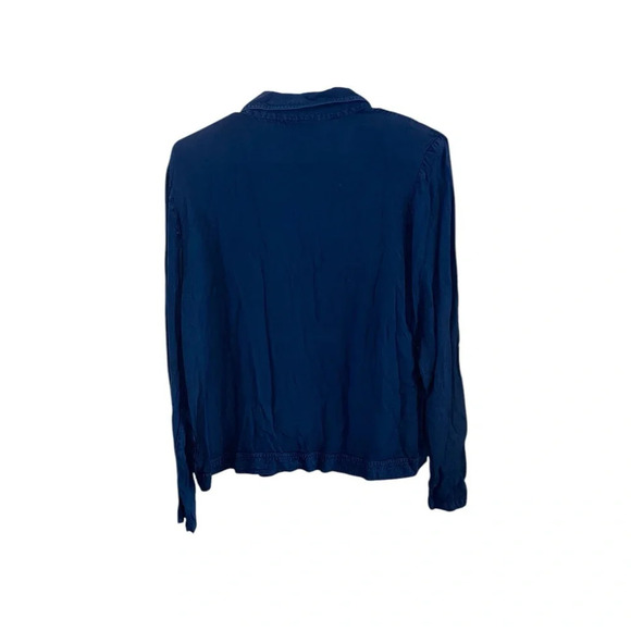 vintage 90s blue patchwork shirt jacket shacket boho western Fall whimsigoth - Picture 2 of 8